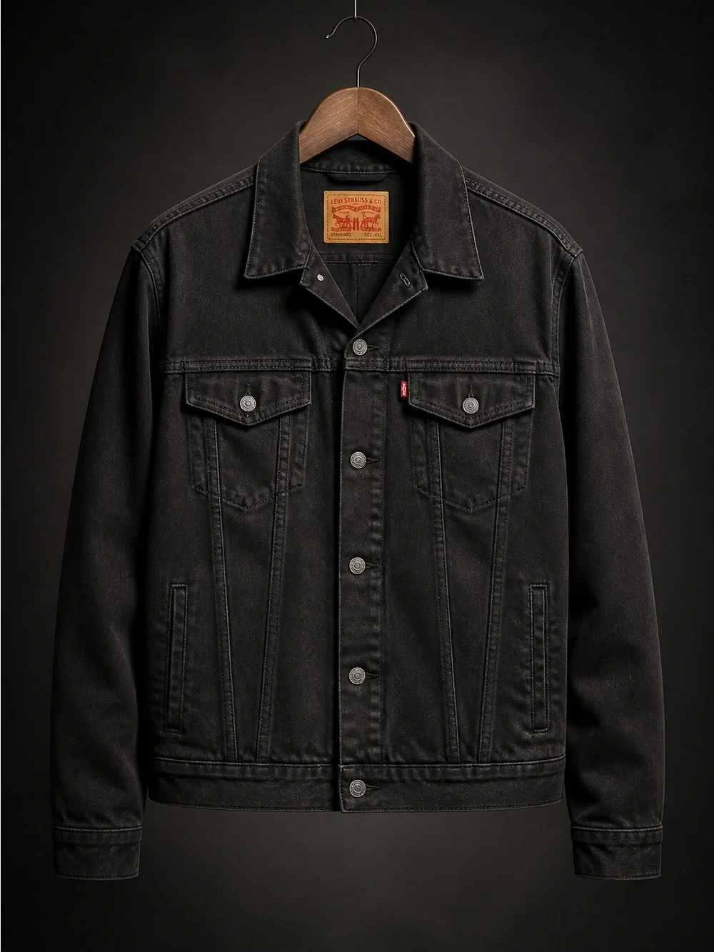 Levi's Black Denim Trucker Jacket - Lightweight Shirt Jacket